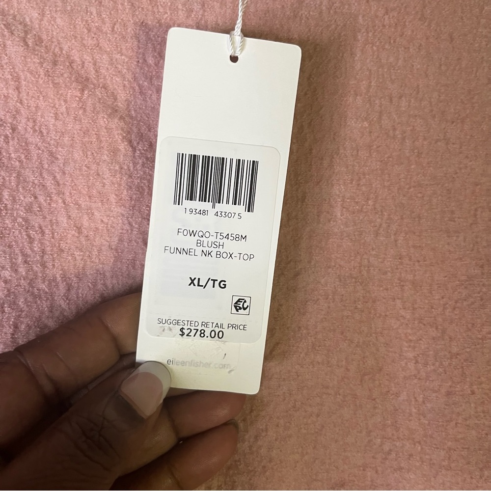 Eileen Fisher NWT Blush Lightweight Funnel Wool BoxTop Sz1X F1WQO-T5458M Size XL - Picture 4 of 7